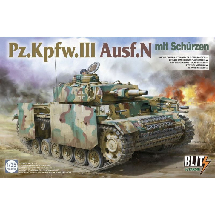 TAKOM 1/35 Pz. Kpfw.III AUSF.N MIT SCHURZEN (8005)