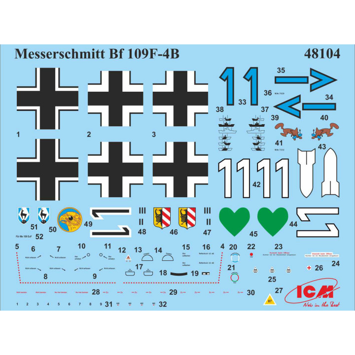 ICM 1/48 MESSERSCHMITT BF 109F-4/B NĚMECKÝ BOMBARDÉR (48104)