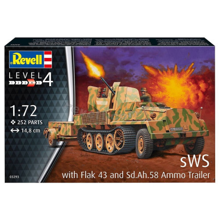 REVELL 1/72 sWS s FLAK 43 a Sd.Ah. 58. PŘÍVĚS NA MUNICI (03293)