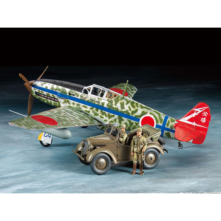 TAMIYA 1/48 KAWASAKI Ki-61-Id HIEN (TONY) & 4x4 LIGHT VEHICLE KUROGANE SET (25203)