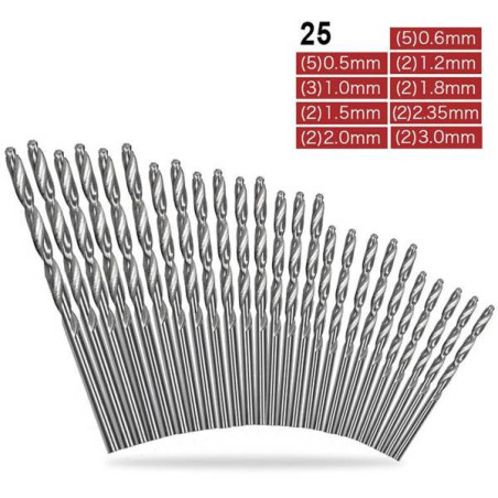 ZESTAW WIERTEŁ 0,5 - 3 mm / 25 sztuk     (17114)