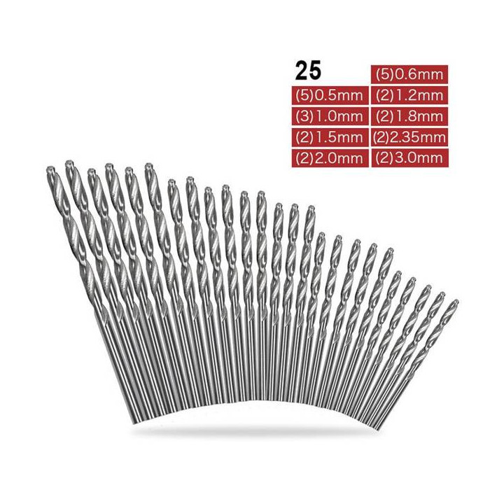 ZESTAW WIERTEŁ 0,5 - 3 mm / 25 sztuk     (17114)
