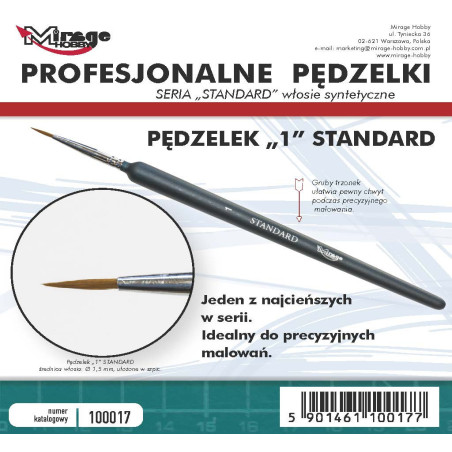 MIRAGE HOBBY 100017 PĘDZEL STANDARD 1 /  włosie syntetyczne