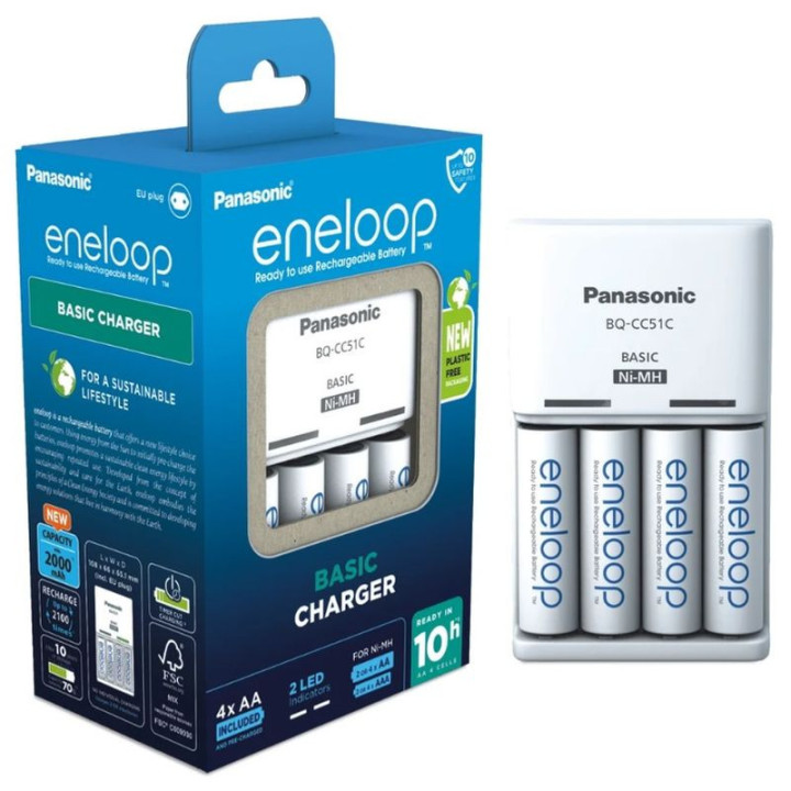ENELOOP ŁADOWARKA BQ-CC51 EKO + 4 x AA   1,2V/2000 mAh PANASONIC
