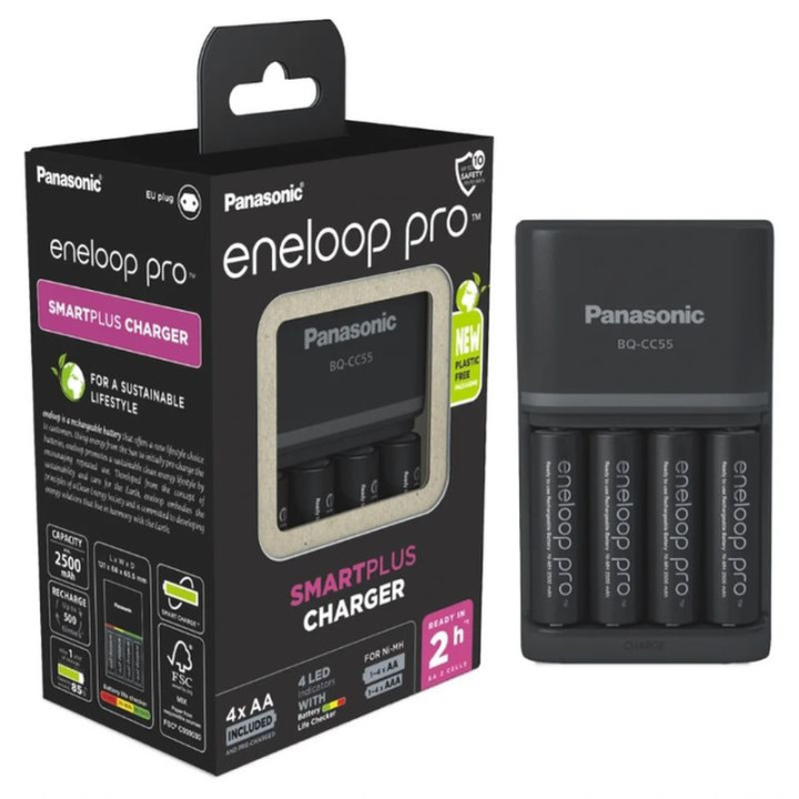 ENELOOP ŁADOWARKA BQ-CC55 + 4 x AA       1,2V/2500 mAh PRO PANASONIC
