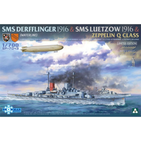 TAKOM 1/700 SMS DERFFLINGER 1916 + SMS   LUETZOW 1916 & ZEPPELIN Q CLASS (TAKSP-7043)