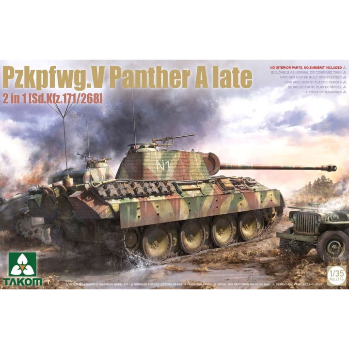 TAKOM 1/35 PZKPFWG. V PANTHER A LATE 2 in 1 / SD.KFZ. 171/268 (TAK2176)