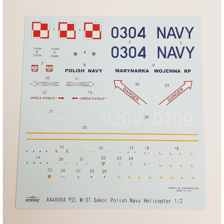 ANSWER 1/48 PZL W-3T SOKÓŁ POLSKÉ NÁMOŘNICTVO TRANSPORTNÍ VRTULNÍK (48004)