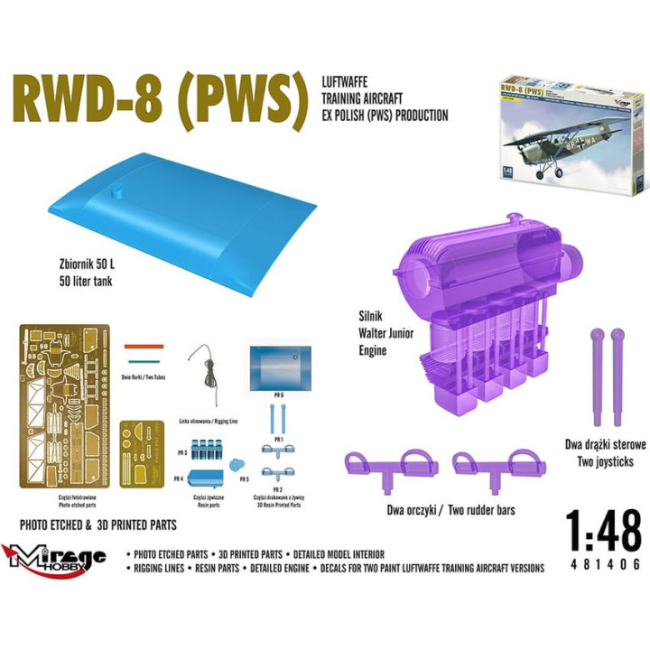 MIRAGE HOBBY 1/48 RWD-8 PWS (481406)     Edycja Limitowana