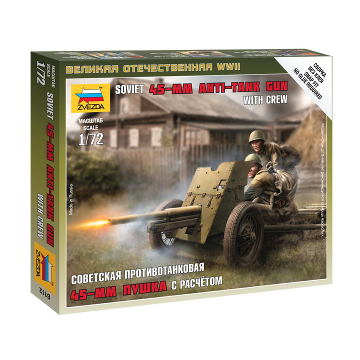 ZVEZDA 1/72 SOVĚTSKÉ PROTITANKOVÉ DĚLO 45mm (6112)