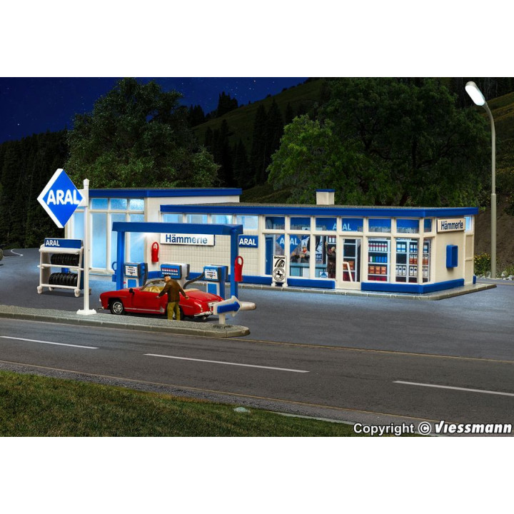 KIBRI 38544 H0 FUEL STATION ARAL - LED lighting