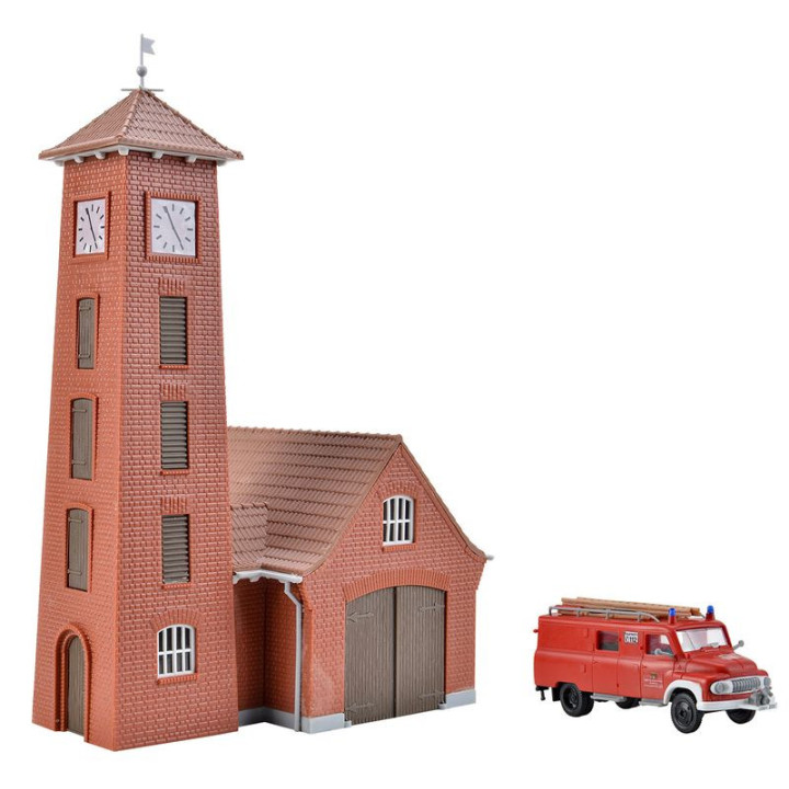 KIBRI 39210 H0 fire station + FORD FK 25 - set