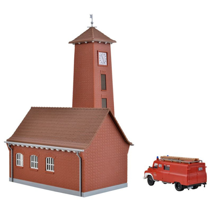 KIBRI 39210 H0 REMIZA STRAŻACKA + FORD   FK 25 - zestaw