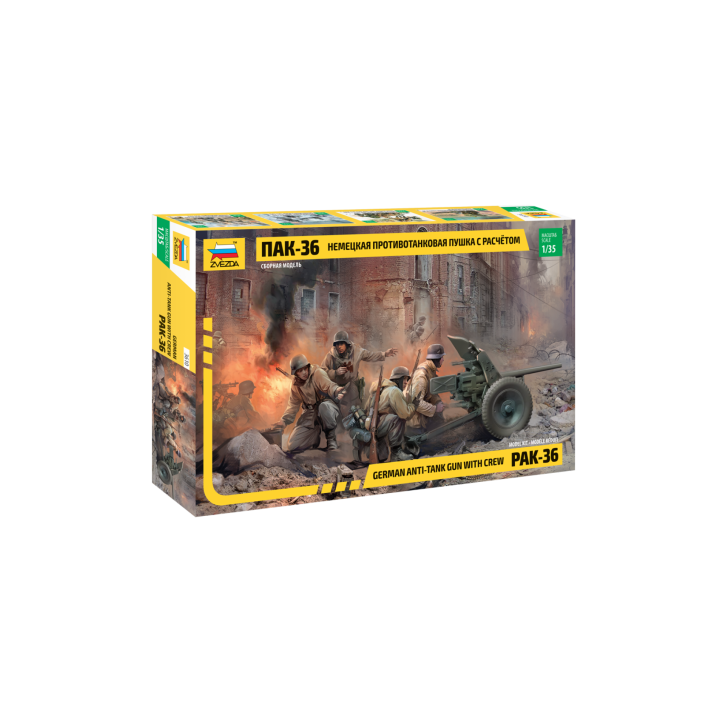 ZVEZDA 1/35 NĚMECKÉ PROTITANKOVÉ DĚLO PAK 36 W / POSÁDKA (3610)