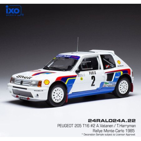 IXO 1/24 PEUGEOT 205 T16 No.2 (024A)     A.Vatanen / T.Harryman 1985 RALLYE MONTE CARLO
