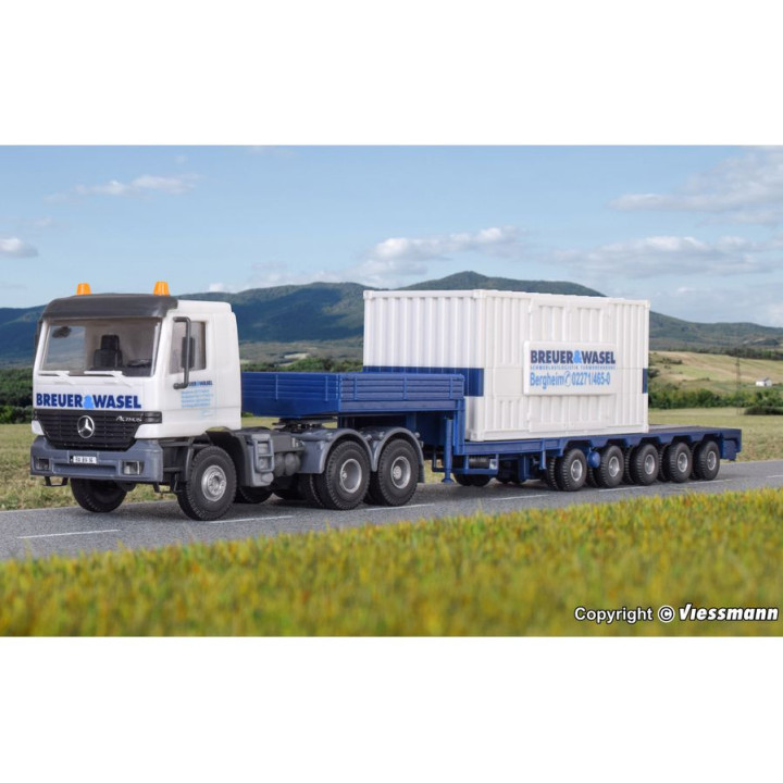 KIBRI 13057 H0 MERCEDES ACTROS WITH TRAILER + CRANE PARTS