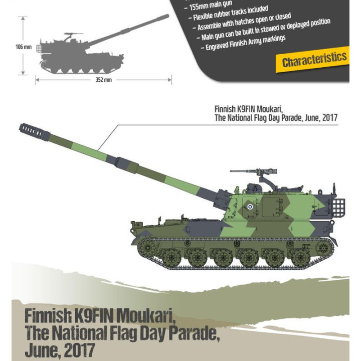 ACADEMY 1/35 ARMATOHAUBICA K9FIN MOUKARI (13519) polskie kalki