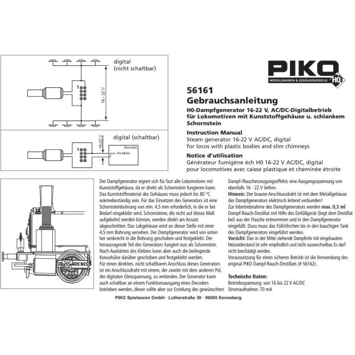 PIKO 56161 GENERATOR DYMU 16 - 22 V (    Digital )