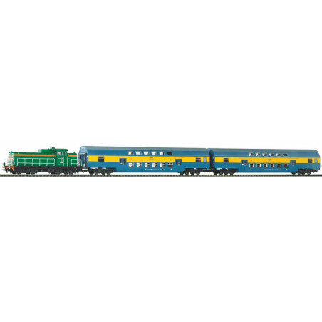 PIKO 97934 ZESTAW STARTOWY z lokomotywą  SM42 i wagonami dwupoziomowymi PKP ep.VI