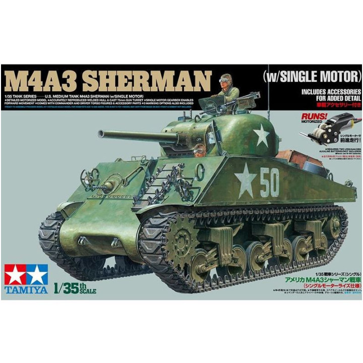 TAMIYA 1/35 M4A3 SHERMAN (w/SINGLE MOTOR) / (30056)
