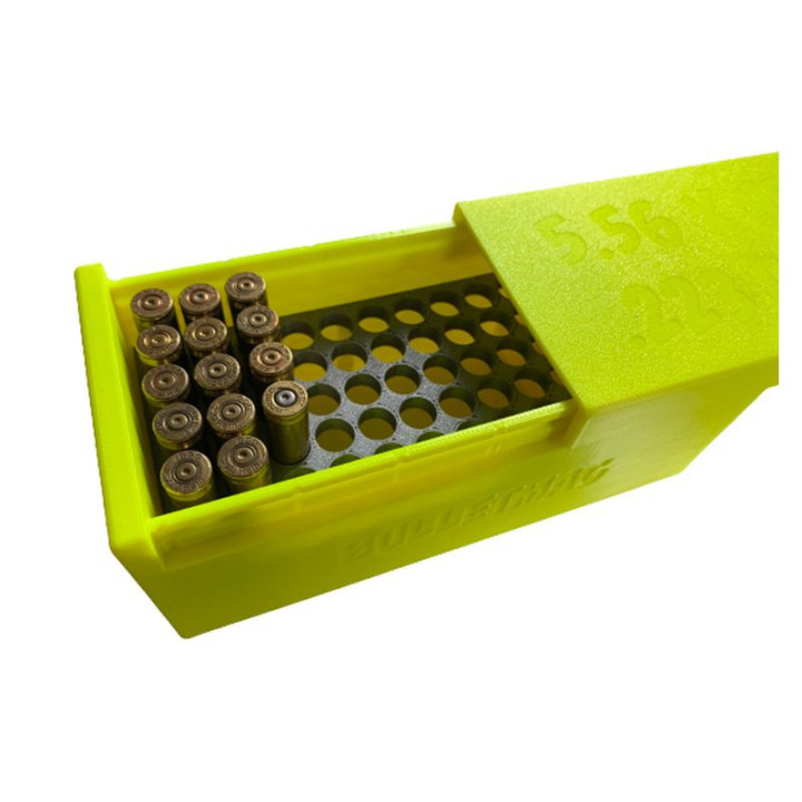 BULLETMAG PUDEŁKO NA AMUNICJĘ AR .223    REM / 5,56x45 NATO / 50 - srebrne / przesuwna pokrywka
