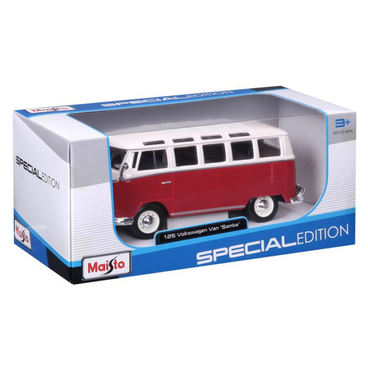 MAISTO 1/25 VOLKSWAGEN VAN SAMBA bílá a červená (31956)