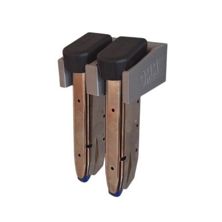 BULLETMAG MAGAZINE HOLDER 9 mm / x2 / silver / for magnet / inserted from front