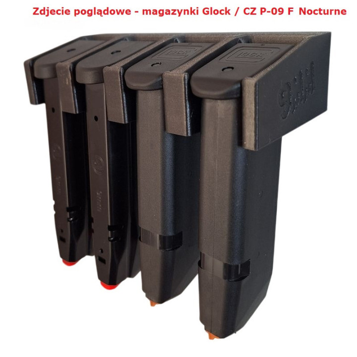 BULLETMAG UCHWYT NA MAGAZYNKI 9 mm / x4  / czarny / na magnes / wsuwane od przodu