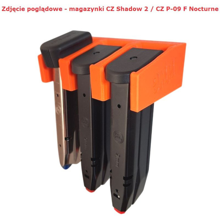 BULLETMAG UCHWYT NA MAGAZYNKI 9 mm / x3  / pomarańczowy / na magnes / wsuwane od przodu