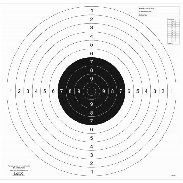 TARCZA STRZELECKA SPORTOWA 500x500 mm (  10 sztuk ) LUX