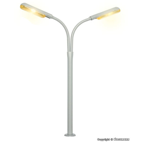 VIESSMANN 6096 H0 dvojitá LED pouliční lampa žlutá - výška 100 mm