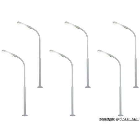 VIESSMANN 60906 H0 Latarnia uliczna LED  białe - wysokość 100 mm ( 6 sztuk )