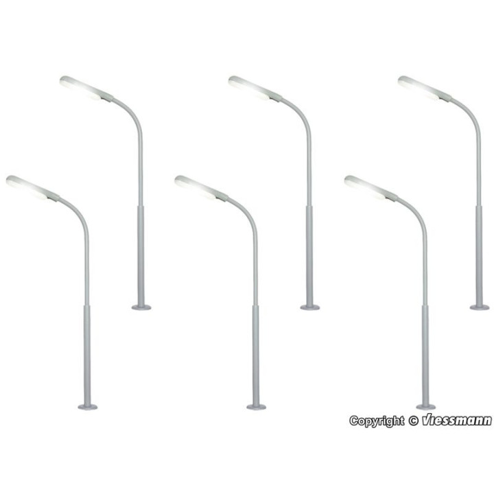 VIESSMANN 60906 H0 LED pouliční lampa bílá - výška 100 mm ( 6 ks )
