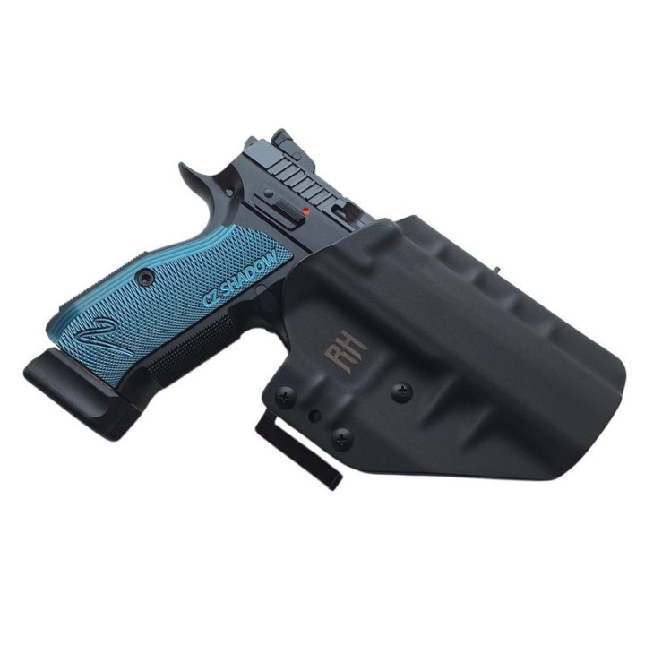 RH HOLSTERS Frogy CZ Shadow OWB Holster   2 / right - 1/2 sweatguard / 40 mm speed loops / black KYDEX