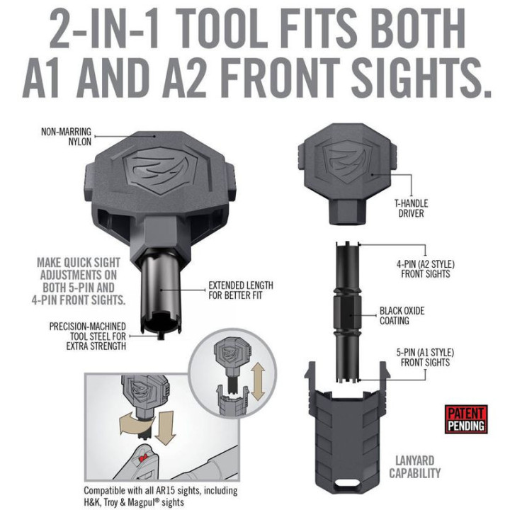 REAL AVID Front Sight Adjuster Pro klíč pro nastavení mušky - AR-15 A1 / A2 (AVARFSAPRO)