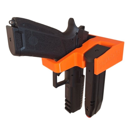 ZÁSOBNÍK NA KRÁTKÉ ZBRANĚ BULLETMAG (s baterkou a kolimátorem) x1 + 1 x 9 mm zásobník / oranžový / magneticky připevněný