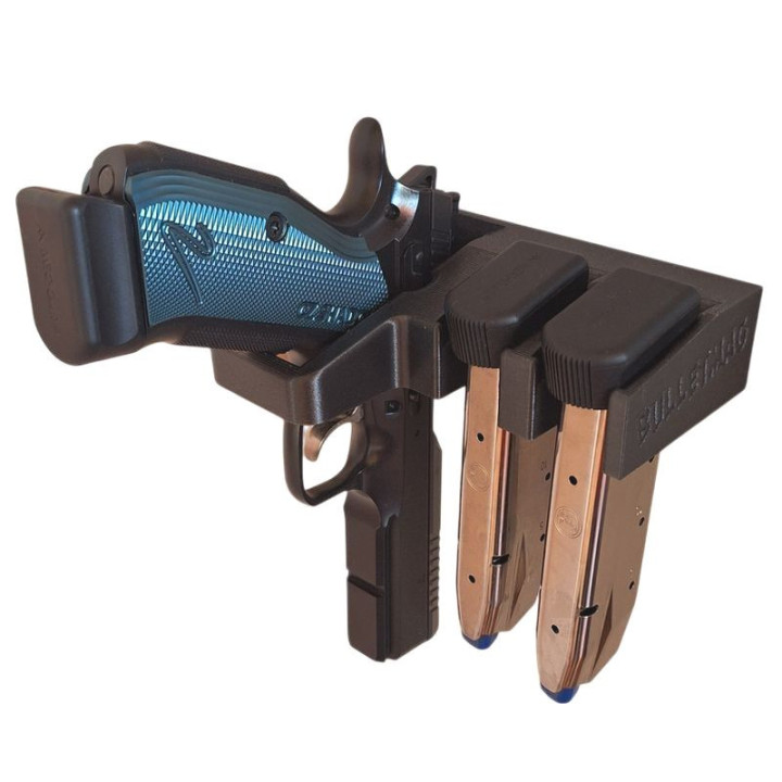 BULLETMAG UCHWYT NA BROŃ KRÓTKĄ (z       latarką i kolimatorem) x1 + 2 x MAGAZYNEK 9 mm / czarny / na magnes