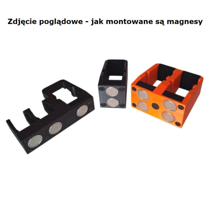 BULLETMAG UCHWYT NA BROŃ KRÓTKĄ (z       latarką i kolimatorem) x1 + 2 x MAGAZYNEK 9 mm / czarny / na magnes