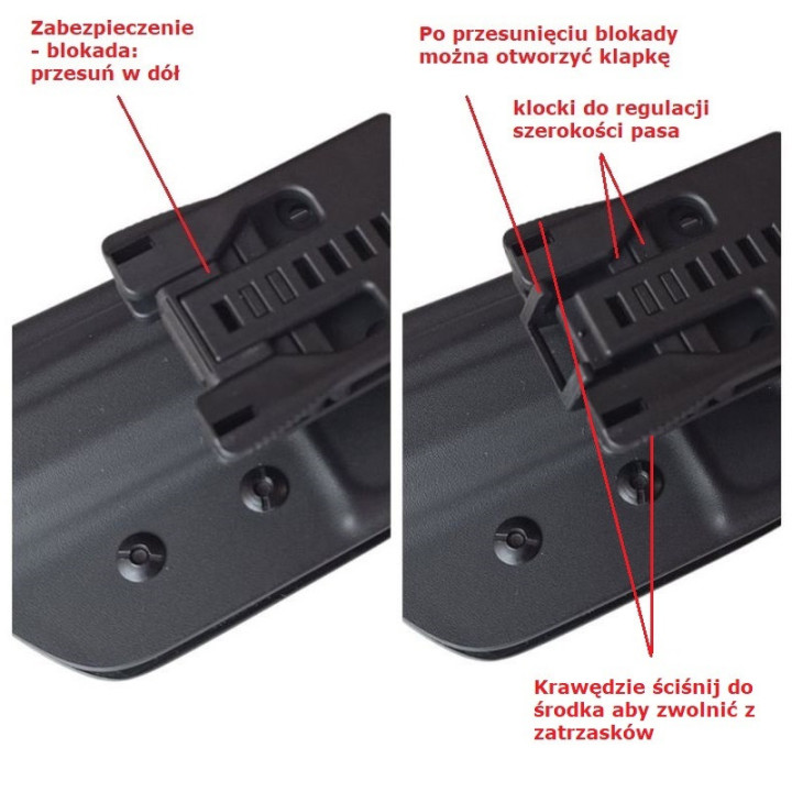 RH HOLSTERS Kabura OWB Sport CZ P-09 F   NOCTURNE / right - Tek-lok / 2 mm / black KYDEX