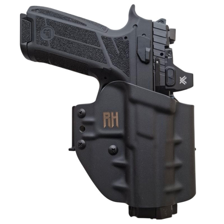 RH HOLSTERS OWB Frogy CZ P-09 C NOCTURNE holster / right - 1/2 sweatguard / speedloopsoops 40 mm / black KYDEX