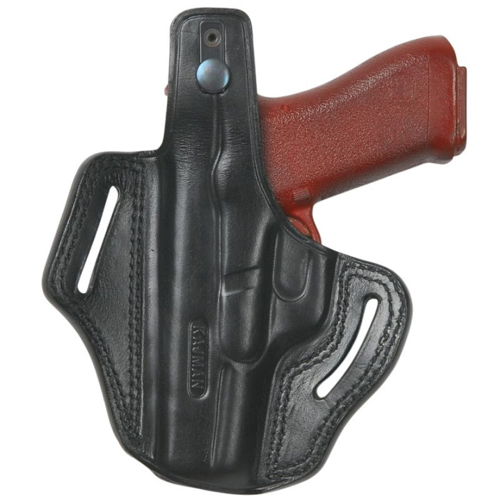 KAJMAN Kabura skórzana GLOCK 19 / MOTYL  DŁUGI ZAPIĘTY "S8" czarna