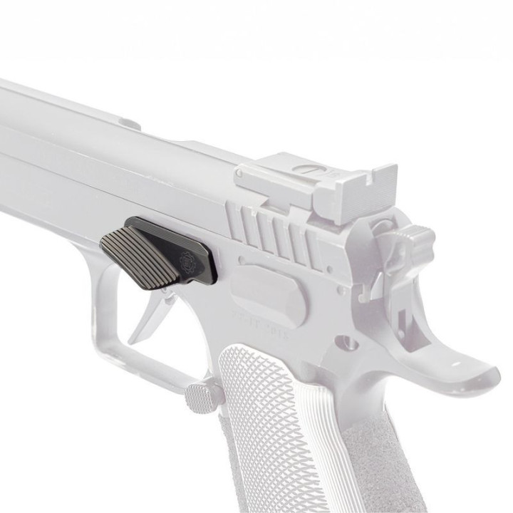EEMANN TECH TANFOGLIO Páčka pro uvolnění závěru    pro zbraně Tanfoglio / černá (150013) – s opěrkou
