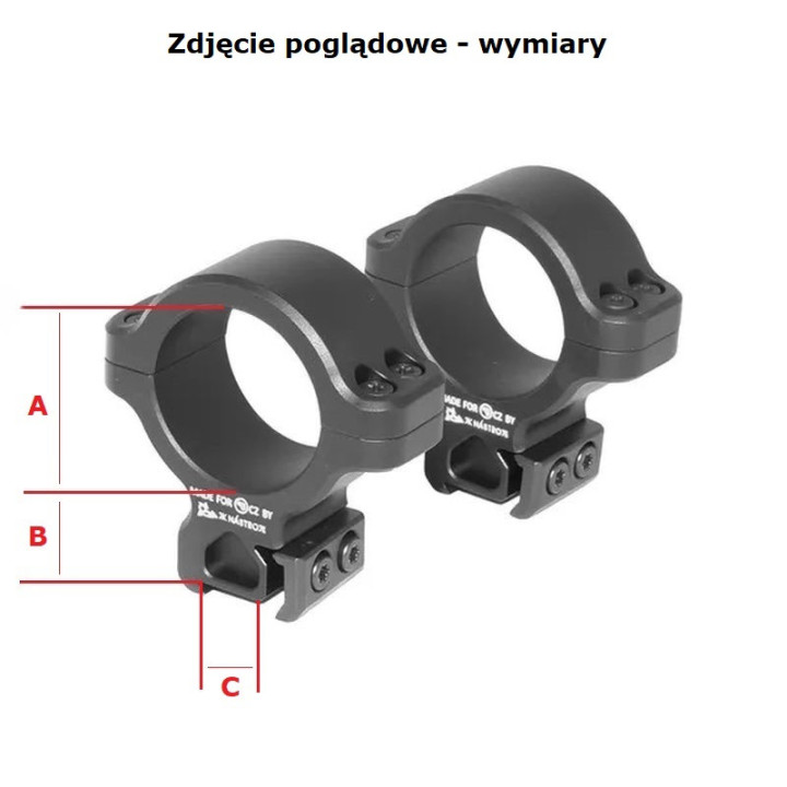 CZ Montaż lunety do CZ 200 / 455 / 457   / 512 / tubus 1" (1070-7001)