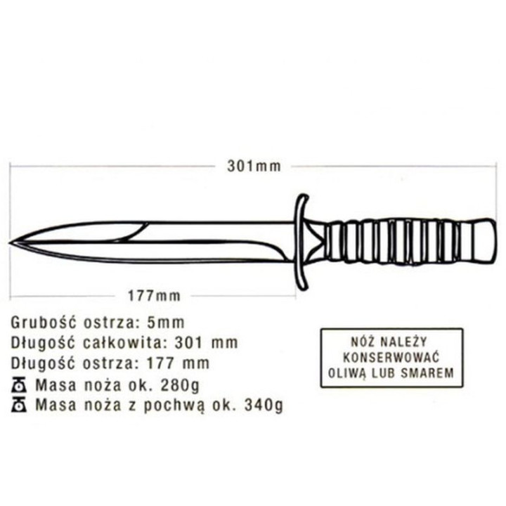 Stříbrný vojenský nůž s upilovaným pouzdrem wz.98 NZ