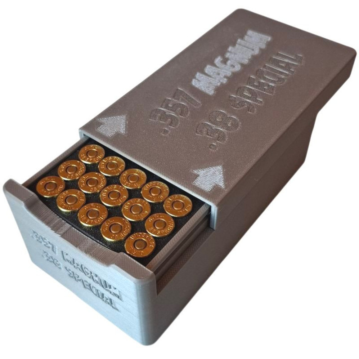 BULLETMAG AMMUNITION BOX .357 MAGNUM / .38 SPECIAL / 50 - stříbrný / posuvné víko