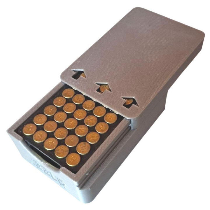 BULLETMAG AMMUNITION CASE .22LR / AGUILA insert / 50 - silver / sliding lid