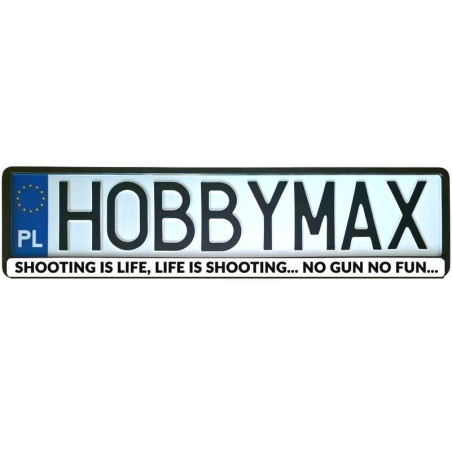 Ramka pod tablicę rejestracyjną -        srebrna / SHOOTING IS LIFE, LIFE IS SHOOTING...NO GUN NO FUN...