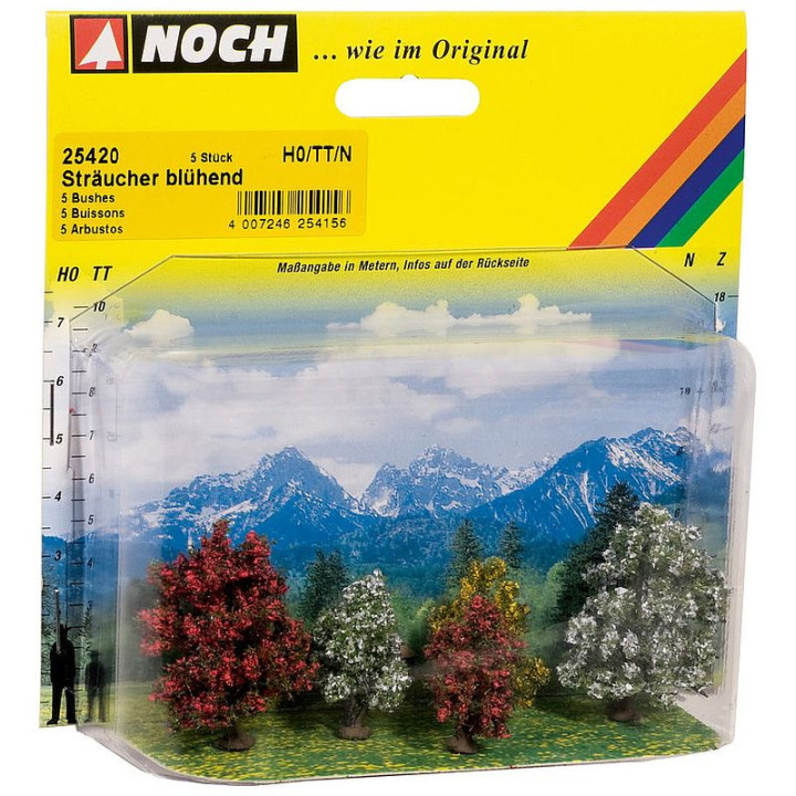 NOCH 25420 Bushes / Bushes with flowers 3/4 cm / set of 5 pieces
