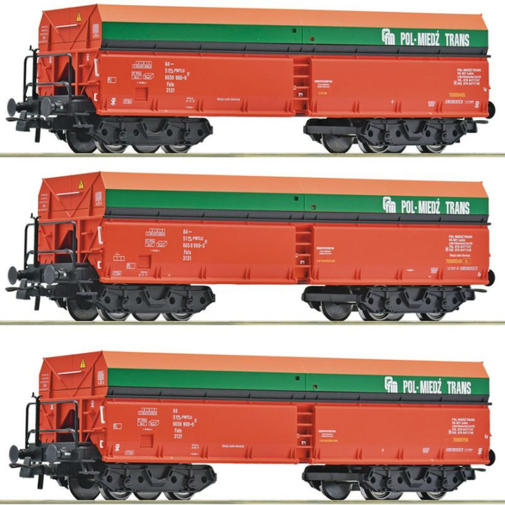 ROCO 6600218 GOODS WAGON PMT POL-MIEDŹ TRANS ep.VI ( set of 3 wagons )