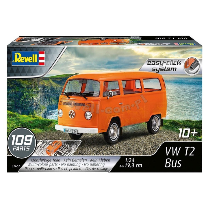 REVELL 1/24 VW TRANSPORTER T2 BUS EASY CLICK SYSTEM (07667)
